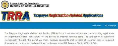 BIR TRRA Portal .